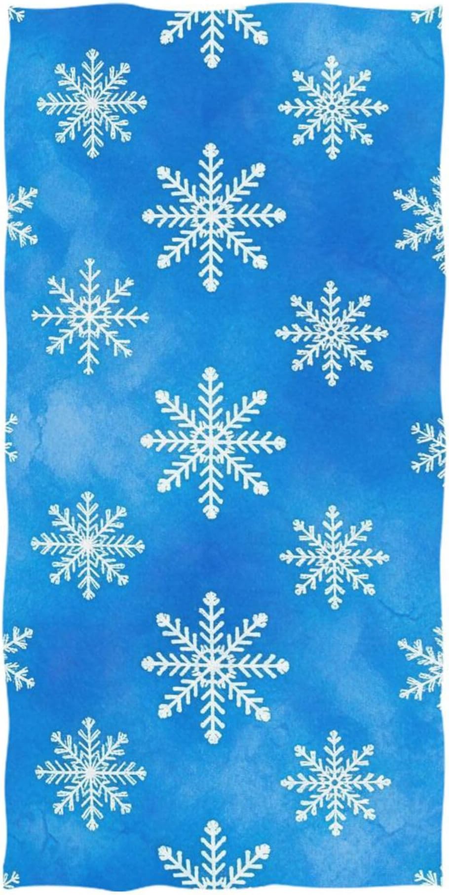 Luxury Bath Sheets Oversized 32 x 64 Inch, Shower Body Bath Towels Bathroom Spa Thin Lightweight Beach Towel Quick Dry White Snowflakes Blue Xmas