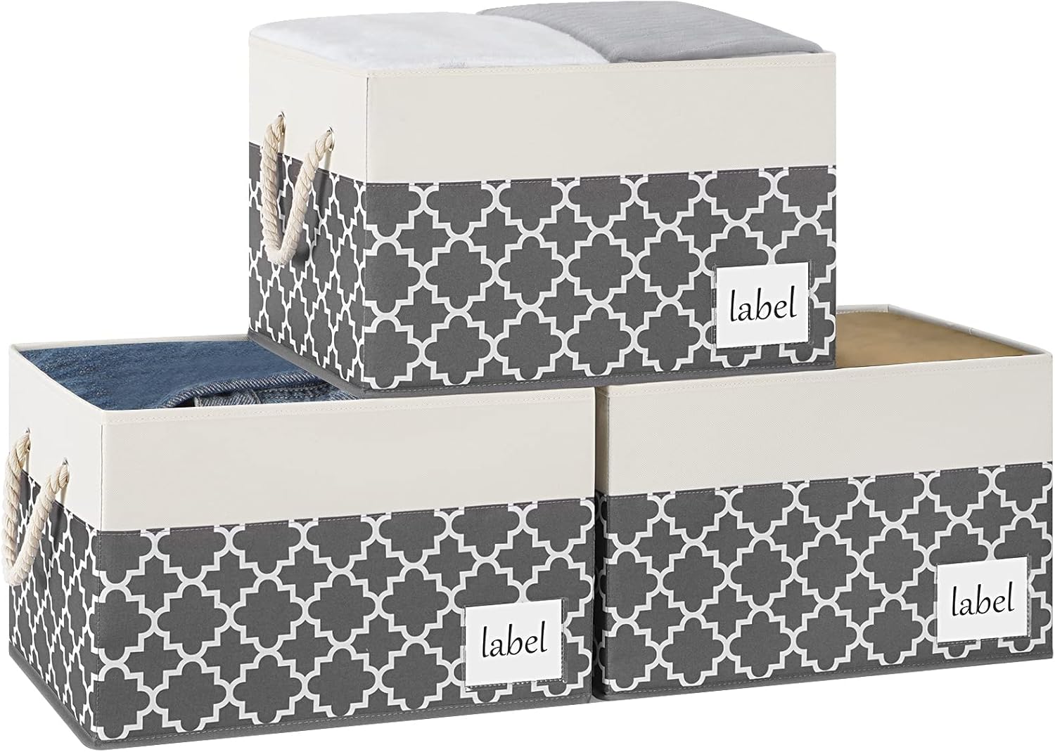 RVSNQ Large Fabric Storage Bins, Foldable Storage Baskets