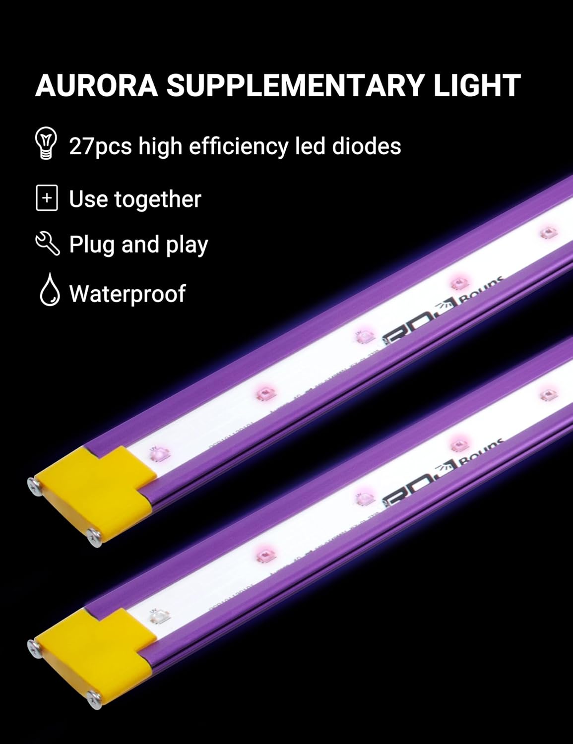 RDJ Bouns Aurora-40 80W UV IR Supplemental Led Grow Light, UV IR Led Grow Light Compatible with All Full Spectrum Lights, Daisy Chain Dimmable. The Indoor Gardener's Ultimate Secret Weapon