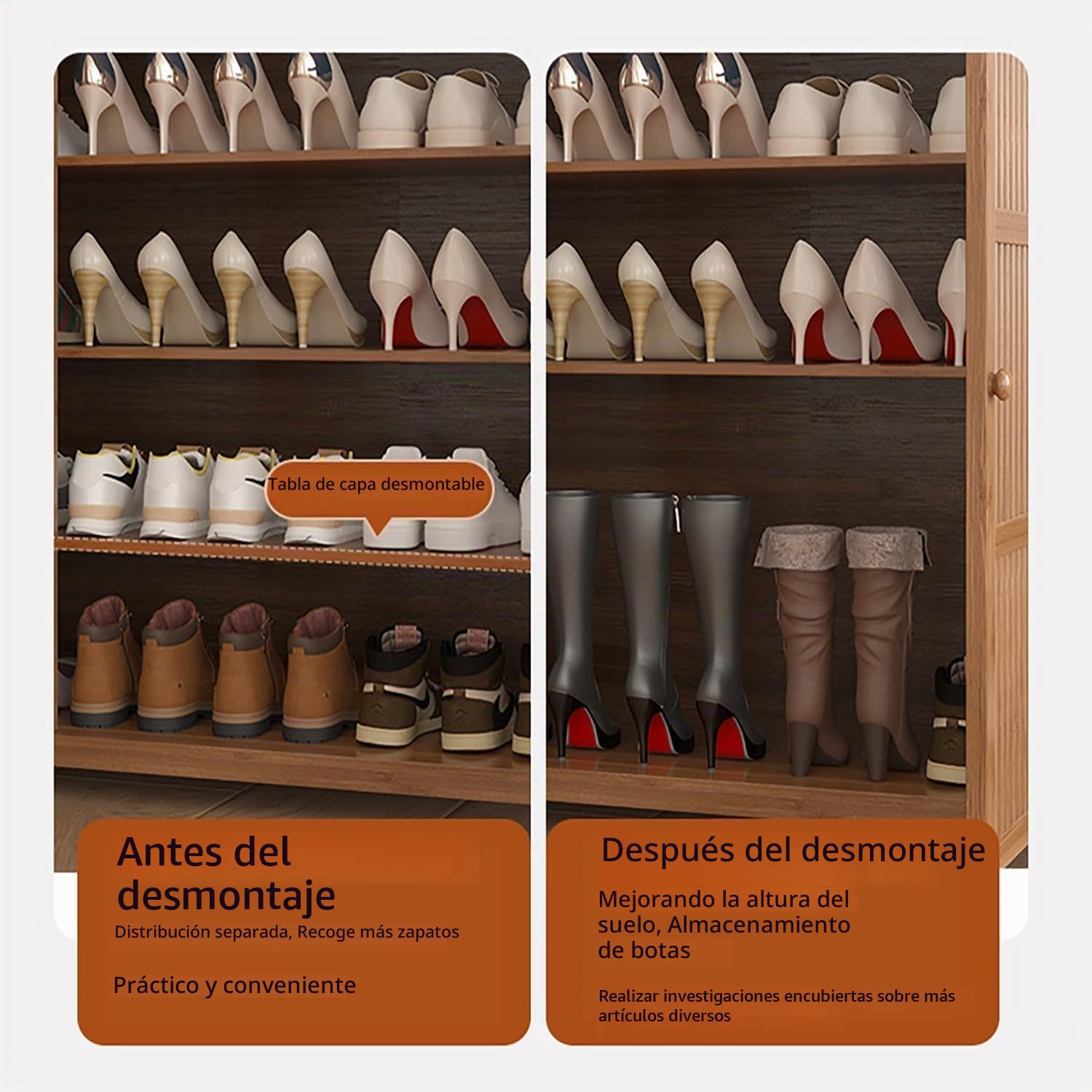 Mueble Zapatero De Bambú,Armario De Zapatos Independiente,Pasillo Vestíbulo