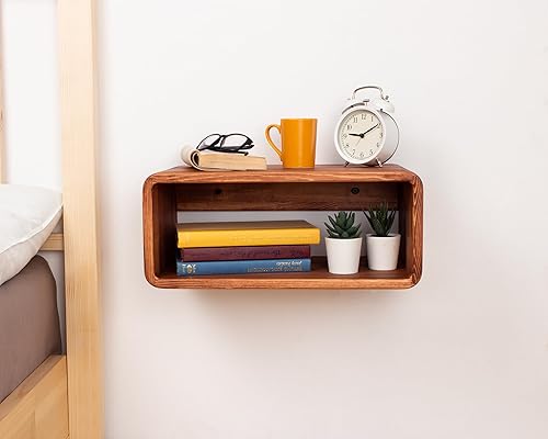 Miniatura 6 de Floating Nightstand Wooden, Bedside Tables, Nightstand Shelf, Handmade, Wall Mounted Bedside Shelf, Minimalist and Unique Style (Paris)