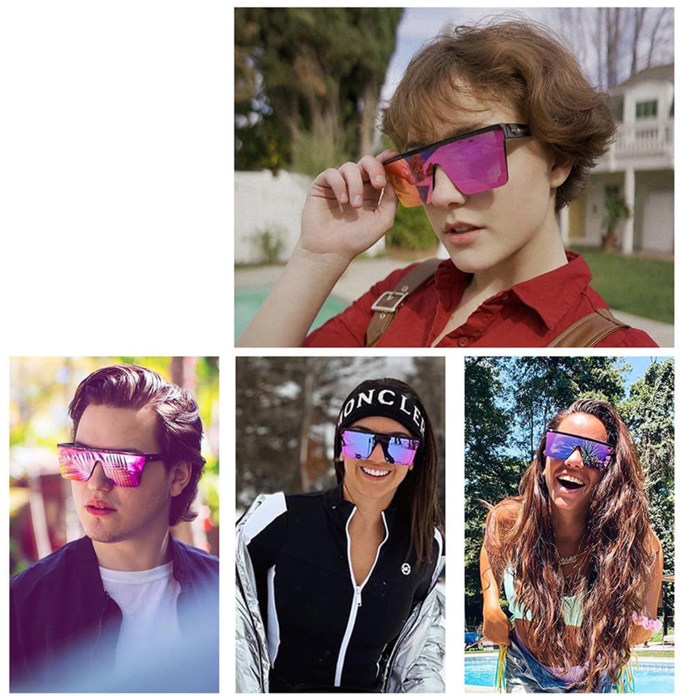 Gafas de sol grandes con visera plana para mujeres y hombres, gafas de sol cuadradas de espejo para mujeres y hombres, UV400, de gran tamaño, C2 rosa rosa, talla única, C2 Rosa Rosa, Talla