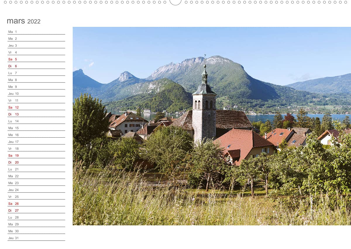 Coup d'oeil sur le Lac d'Annecy (Premium, hochwertiger DIN A2 Wandkalender 2022, Kunstdruck in Hochglanz): Paysages superbes présentant un intérêt ... majeur. (Calendrier anniversaire, 14 Pages )