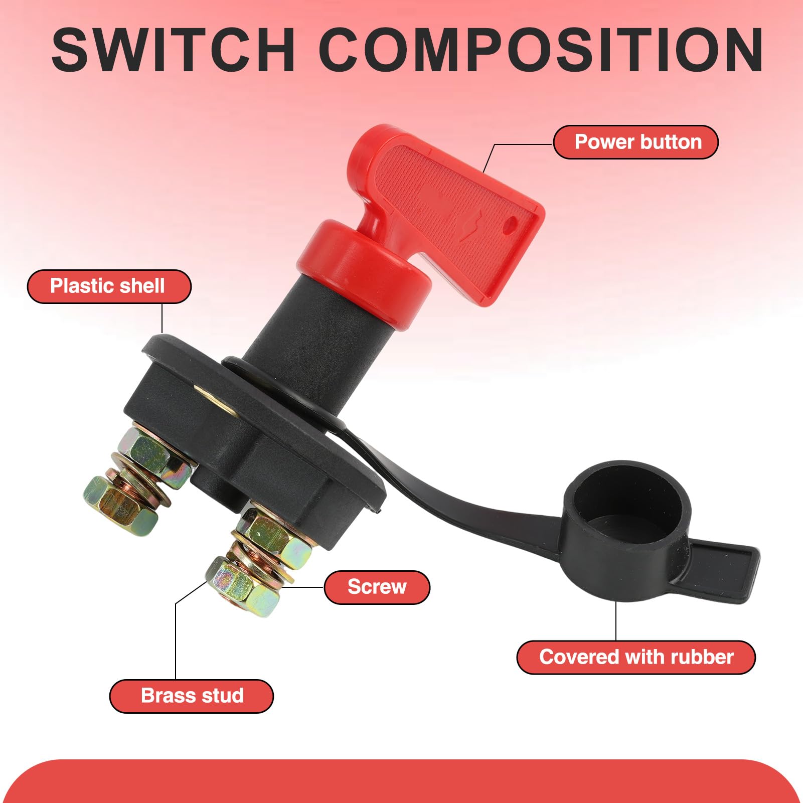 Batteria Principale Interruttore, Interruttora Di Disconnessione Batteria 12V 150A, Staccabatteria Isolatore Con Chiavi Per Auto, Barca, Camion, Interruttore Principale Resistente Alle - 8