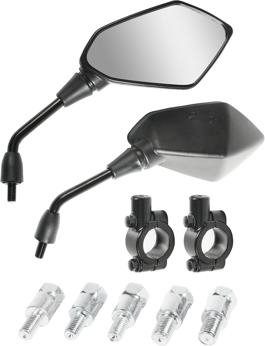 Espejos para motocicletas - Espejos laterales retrovisores de manillar con perno M8 M10 - Se adapta a bicicletas, scooters, ATV, UTV, bicicletas de tierra