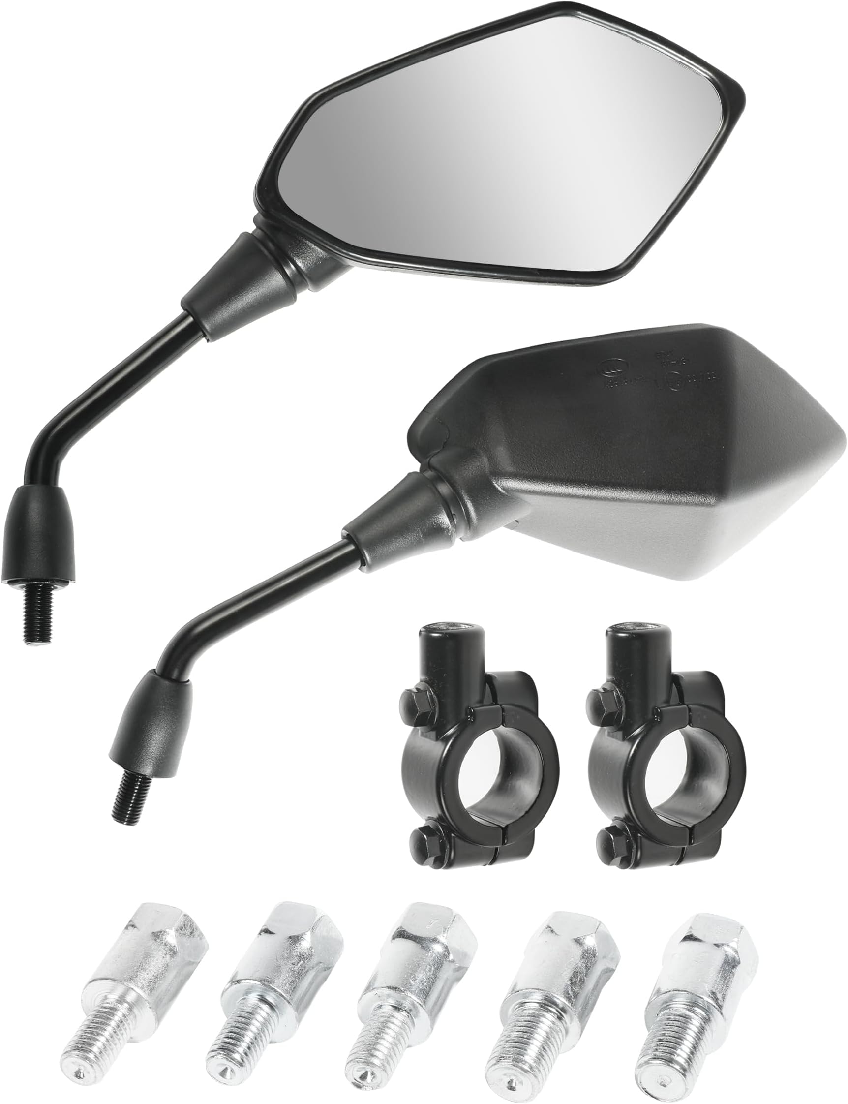 RACOONA Motorcycle Mirrors - Handlebar Rear View Side Mirrors with M8 M10 Bolt - Fits Bike, Scooter, ATV, UTV, Dirt Bike