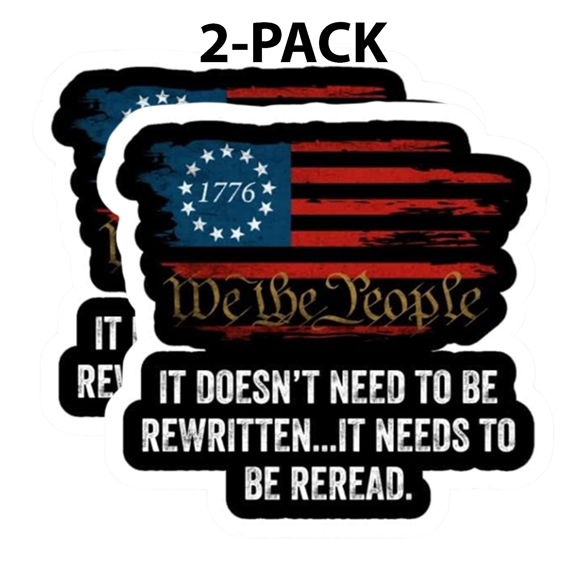 eDesign 2-Pack We The People American Flag Vinyl Sticker Decal - 4 Inches - United States Patriotic Car Decals for Truck SUV Van Window Bumper Wall Laptop Tablet Waterbottle and Any Smooth Surface