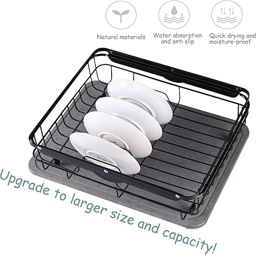 Miniatura 3 de NiuYichee Tapete de secado para encimera de cocina (16 x 12 pulgadas), posavasos de diatomita absorbente de agua, organizador de fregadero seco