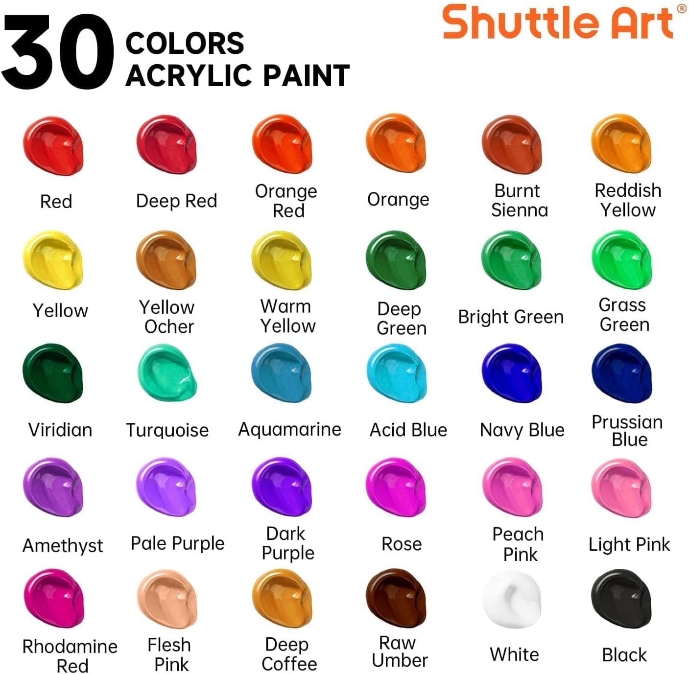 Shuttle Art 54 Pièces Kit Peinture Acrylique avec 30 Tubes Peinture Acrylique (12ml), Chevalet Peinture, Pinceaux, Toile, Kit Peinture Adultes sur Verre, Bois, Tissu