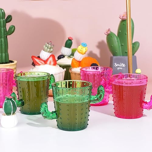 Miniatura 4 de ZZYFGH Vasos de chupito de cactus de plástico (juego de 12), 2 onzas, lindos vasos de tequila de cactus verdes para occidental, despedida de