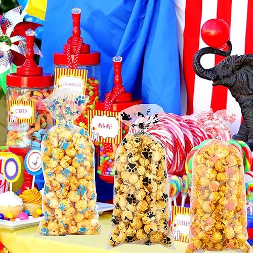Miniatura 6 de 100 bolsas de celofán con estampado de patas de mascotas, bolsas de golosinas de pata de perro, bolsas de dulces sellables con calor, bolsas de