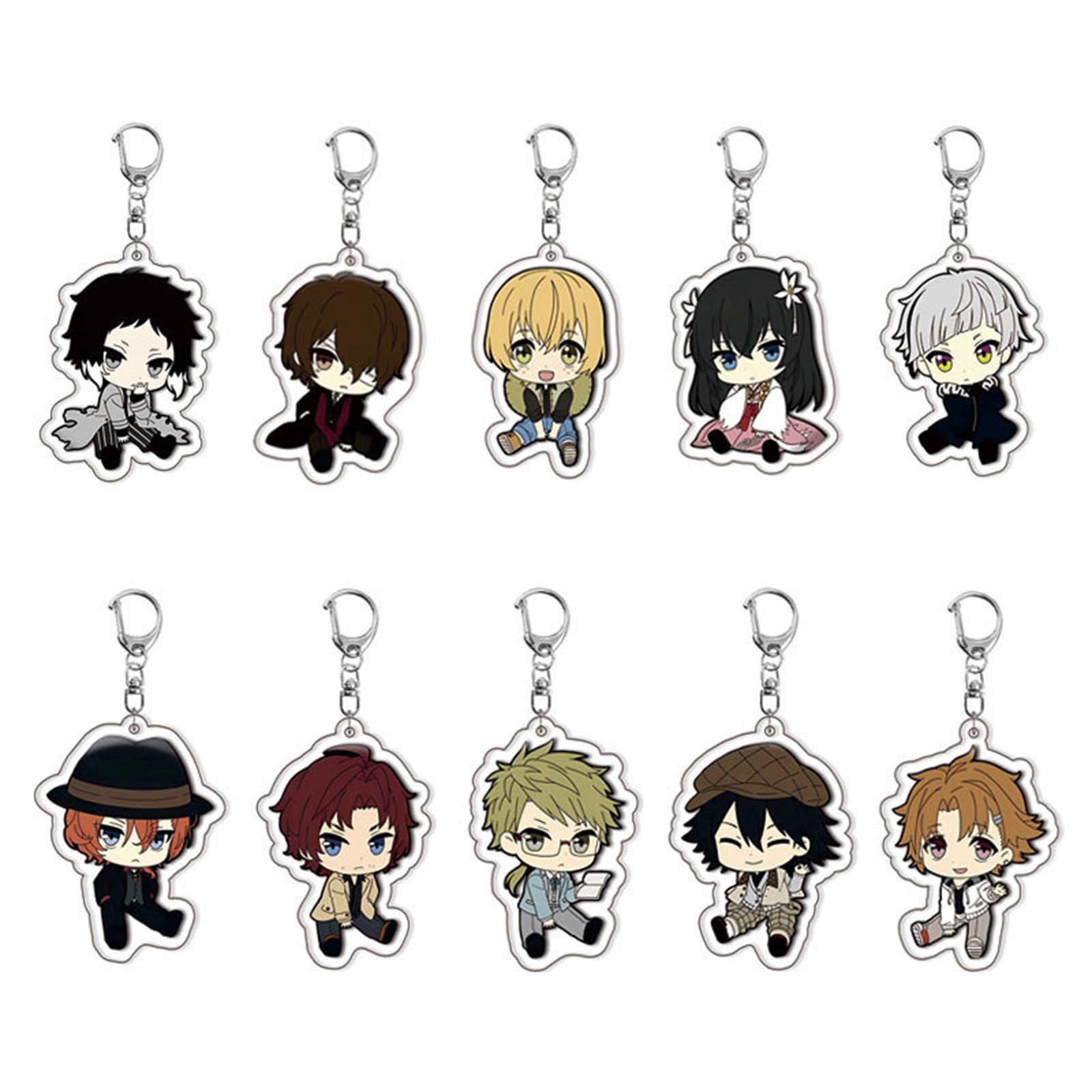 GO2COSY Set of 10 Anime Bungo Stray Dogs Keychain Osamu Dazai Acrylic Pendant Key Chain Key Ring Style A