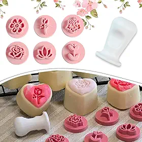 Carimbo Para Doces Brigadeiro Flores Marcador Com 6 Molde Carimbinho Tema Flor de Jardim e Rosas