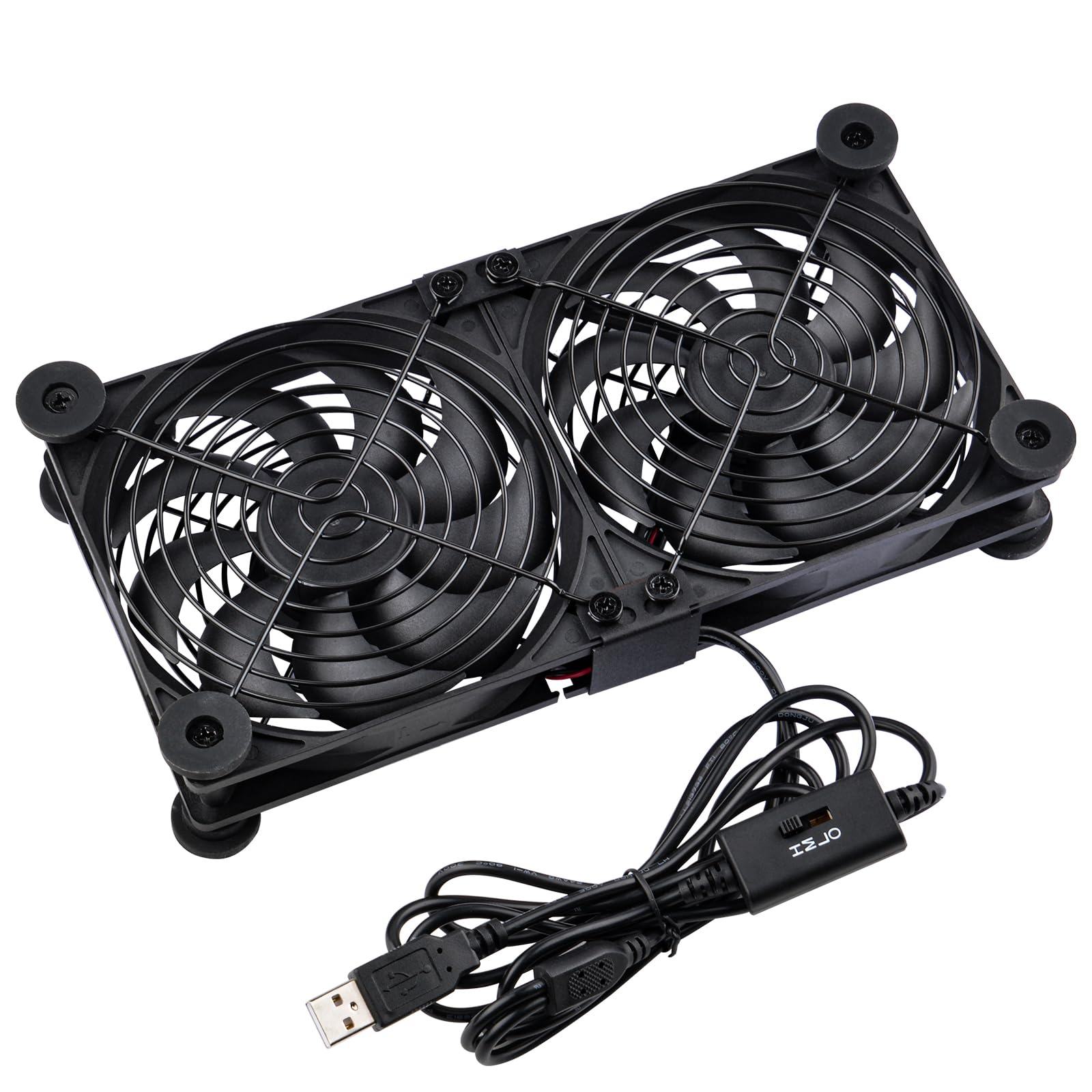 Ventola silenziosa 2 in 1 120 mm Dual Router con regolatore velocità 3 gradi DC 5V USB Cooling Case