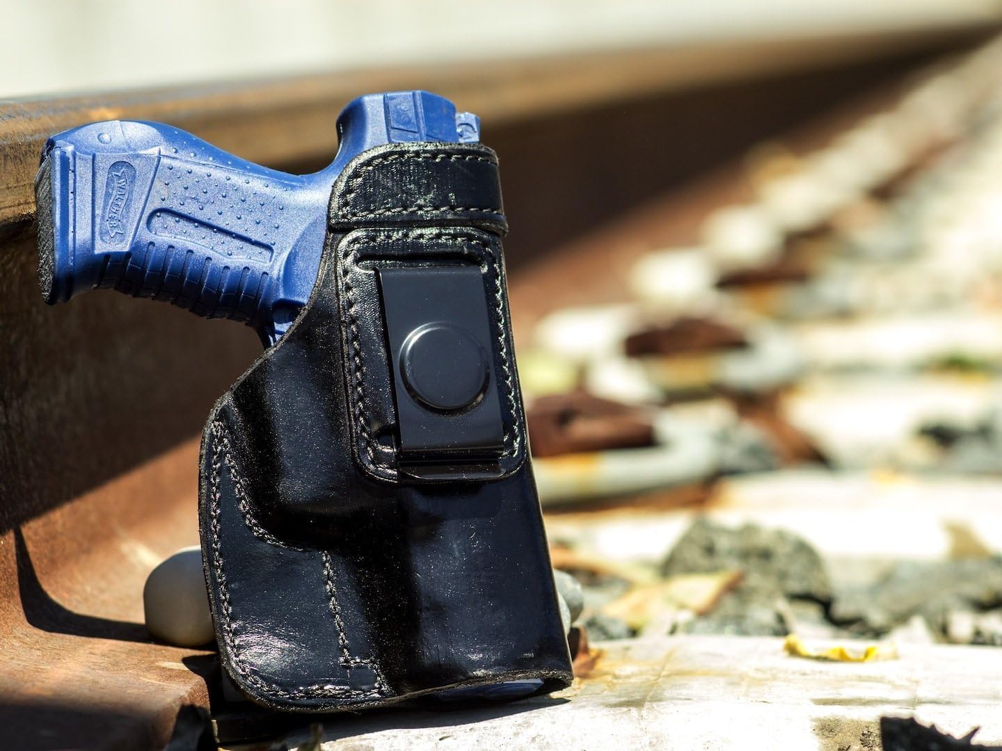 OUTBAGS USA LS1P99 (Black-Right) Full Grain Heavy Leather IWB Conceal Carry Gun Holster for Walther P99 Full Size 9mm and .40 S&W. Handcrafted in USA.