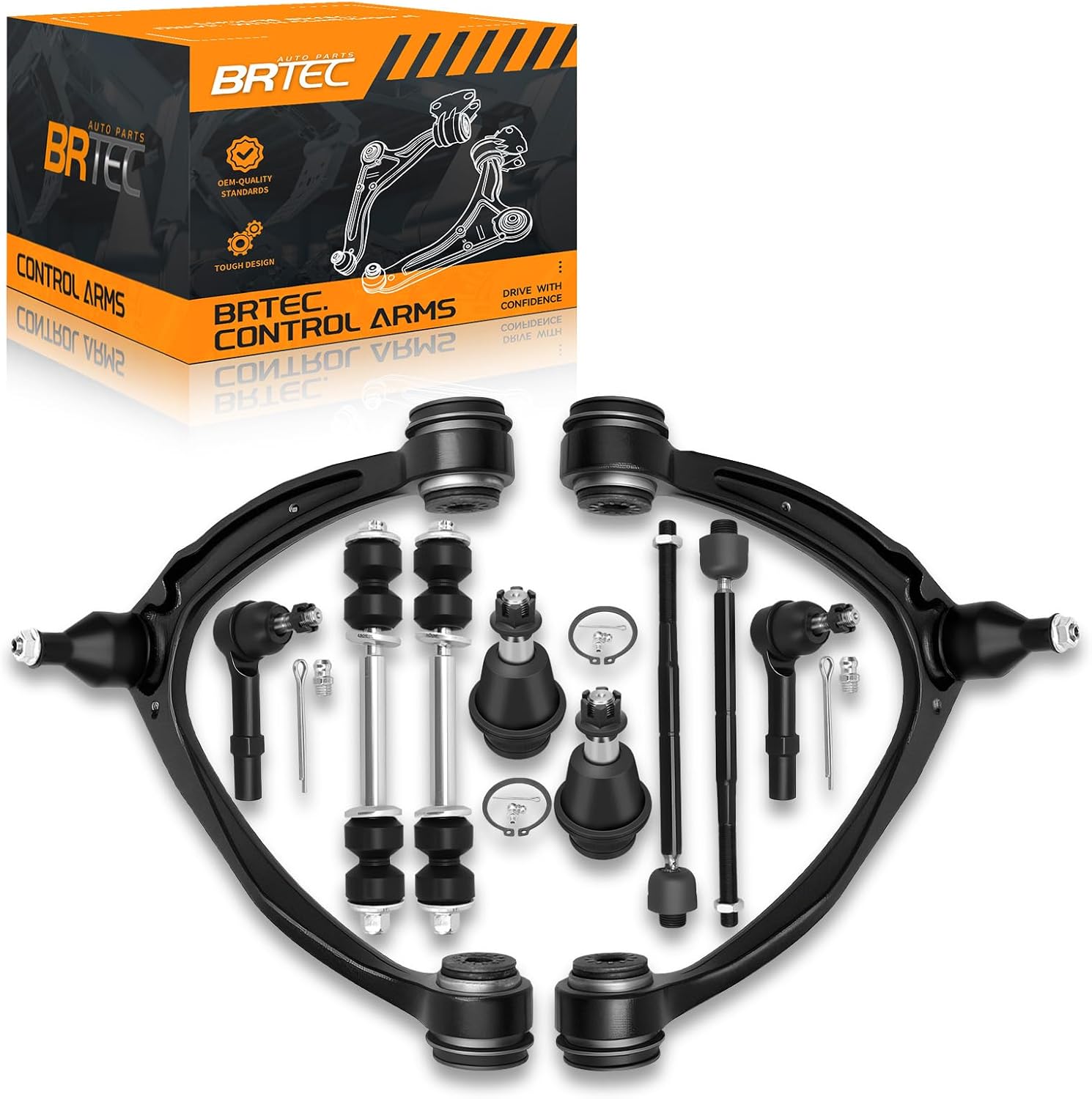 Front Upper Control Arm Kit Tie Rod Sway Bar Compatible with Cadillac Escalade ESV EXT, Chevy Avalanche Silverado Suburban Tahoe, GMC Sierra 1500 Yukon 2007-2014 - 10pc Set