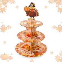 Thanksgiving Cupcake Stand Friendsgiving Decorations,3 Tier Turkey Pumpkin Cupcake Tower Dessert Stands Thanksgiving Decorations for Party,Turkey Cup Cake Stand for Fall Decor Birthday Party Supplies