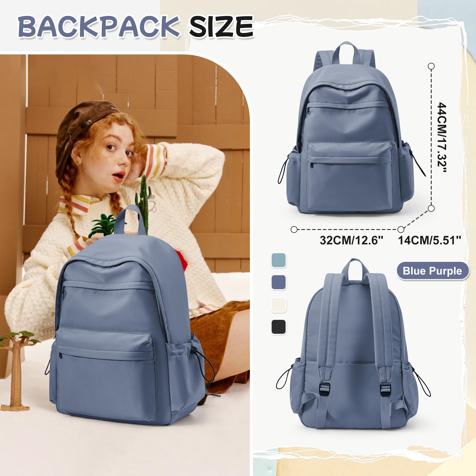 HYC00 Zaino Scuola Superiore Ragazza,Zaino da Scuola Media Ragazzo Zaino Università Leggero Resistente all'acqua College Casual Daypacks, Zaino PC 14 Pollici Zaini Scuola Cartella Adolescente
