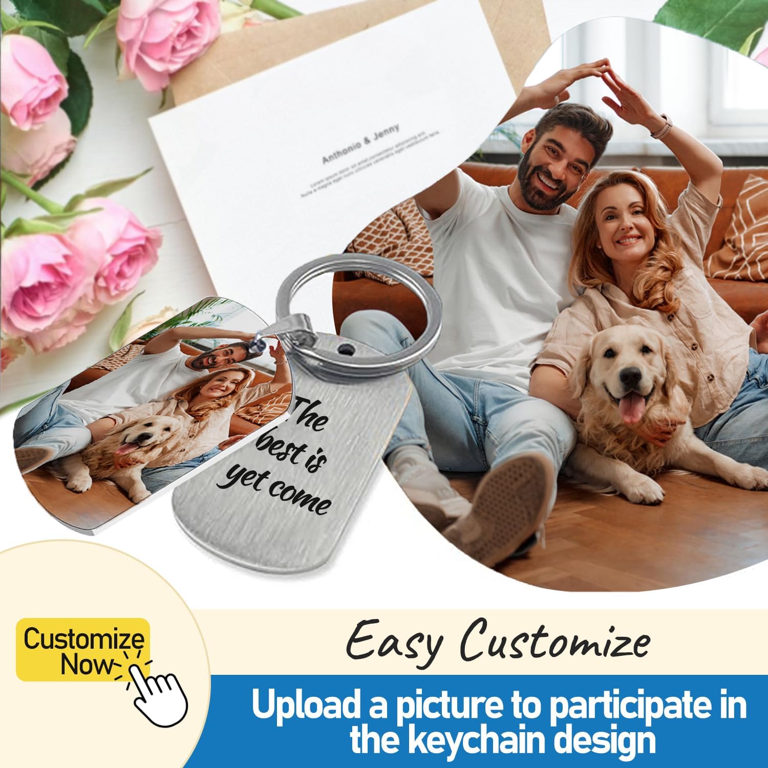 Custom Keychain with Picture, Personalized Keychain with Engraved Photo/Text, Gifts for Family and Friends image 2