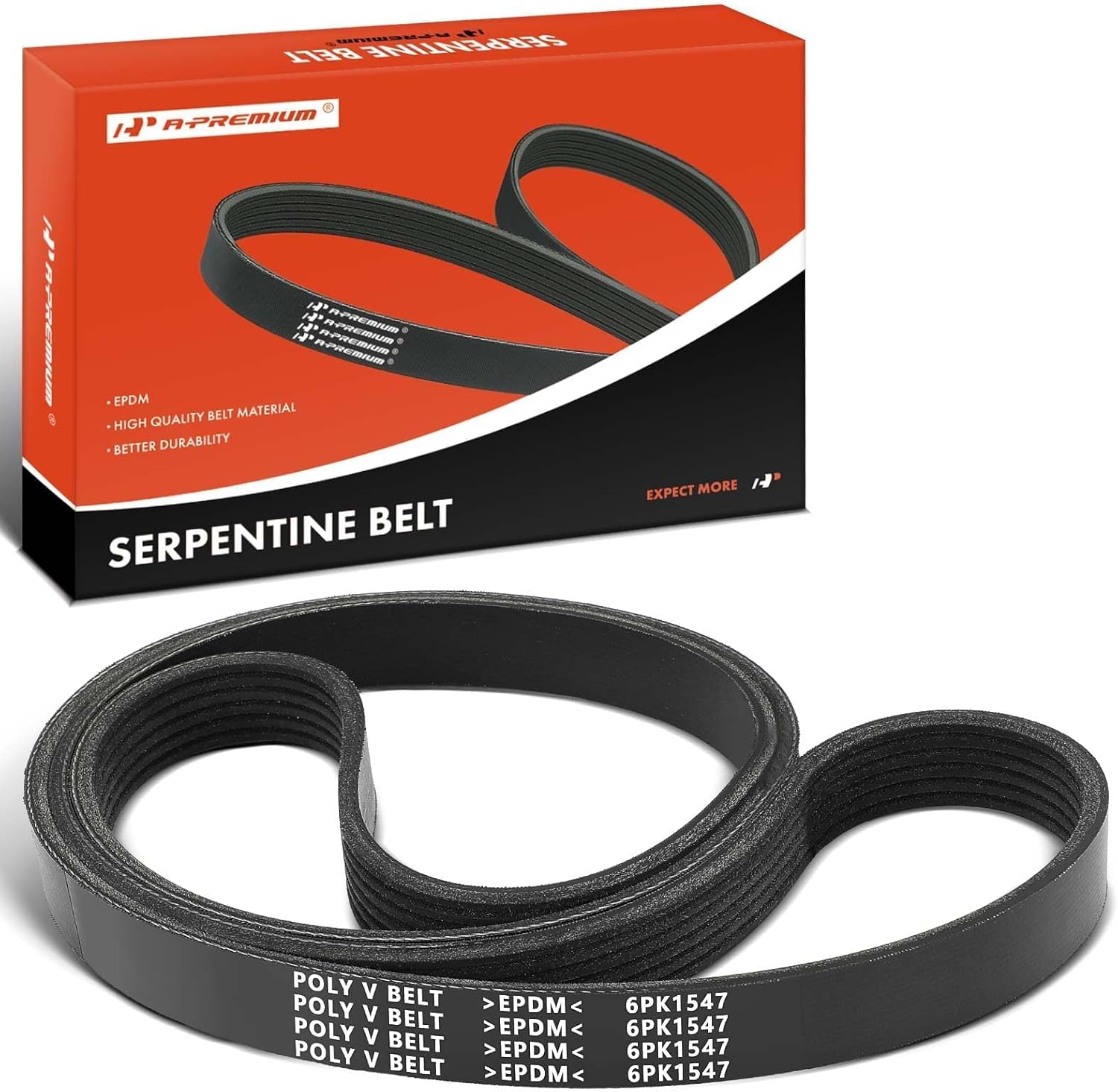 A-Premium Serpentine Belt 60.95 In For Honda, Chevrolet, BMW, Kenworth & Peterbilt Cars - Civic 2012, Cruze 2012-2016, Sonic, Trax, X5, 545i, 550i, 745i, 745Li, 750i, 750Li, 760i, 760Li
