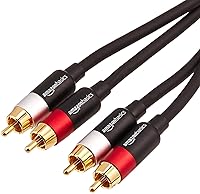 Vista 1 de Yaxa Basics Cable de audio RCA de 2 contactos para amplificador, altavoces activos o subwoofer con conectores chapados en oro, 1,2 m, negro