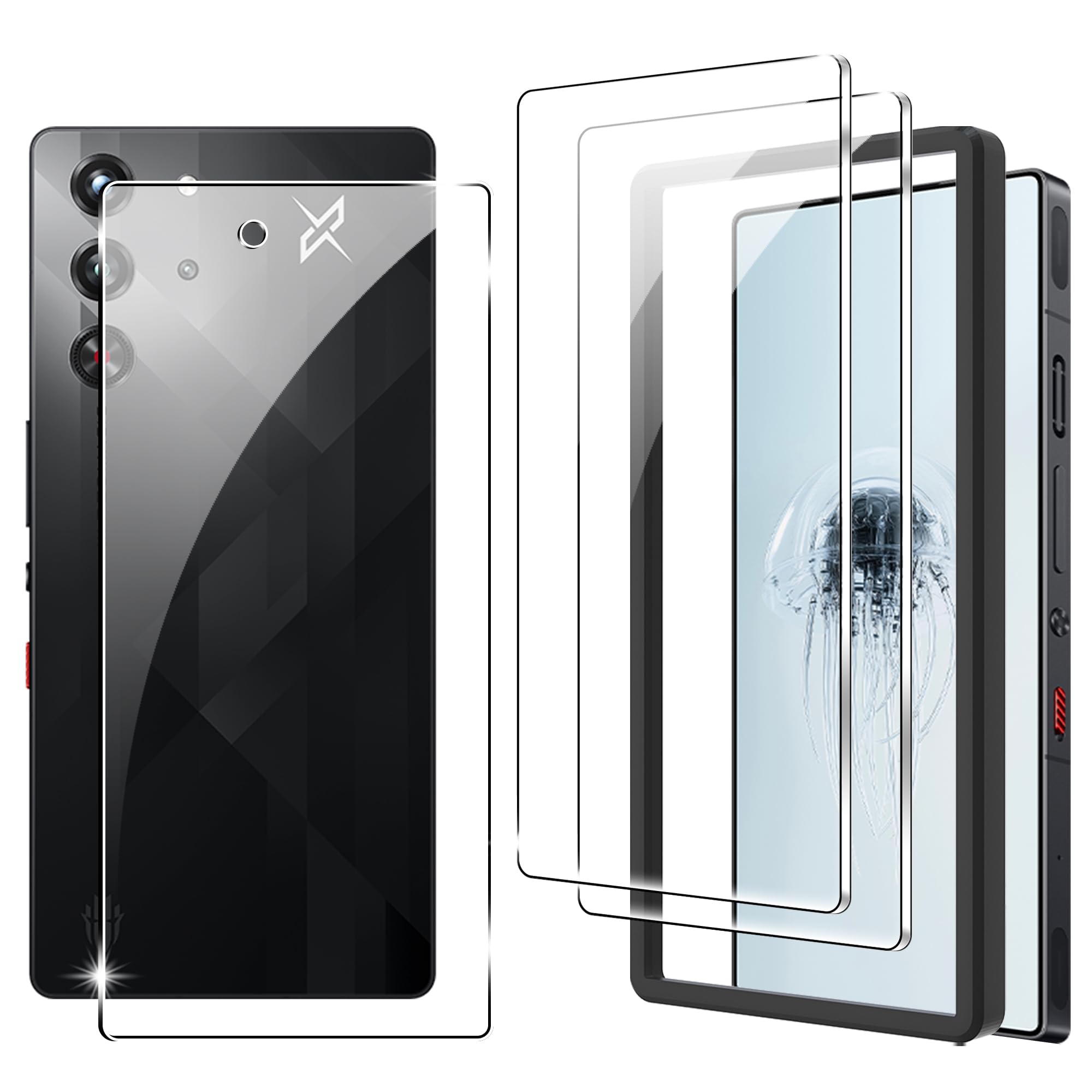 4 Pack Screen Protector for Red Magic 10 Pro & Pro Plus, Tempered Glass, 9H Hardness, 99.9% Clarity, Explosion-Proof