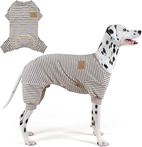 Miniatura 52 de KYEESE Dog Pajamas Soft Striped Pet Jumpsuit Lightweight Doggie Jammies 4 Legs Dog Clothes Stretchable Pajamas Breathable Cozy Outfit Comfortable