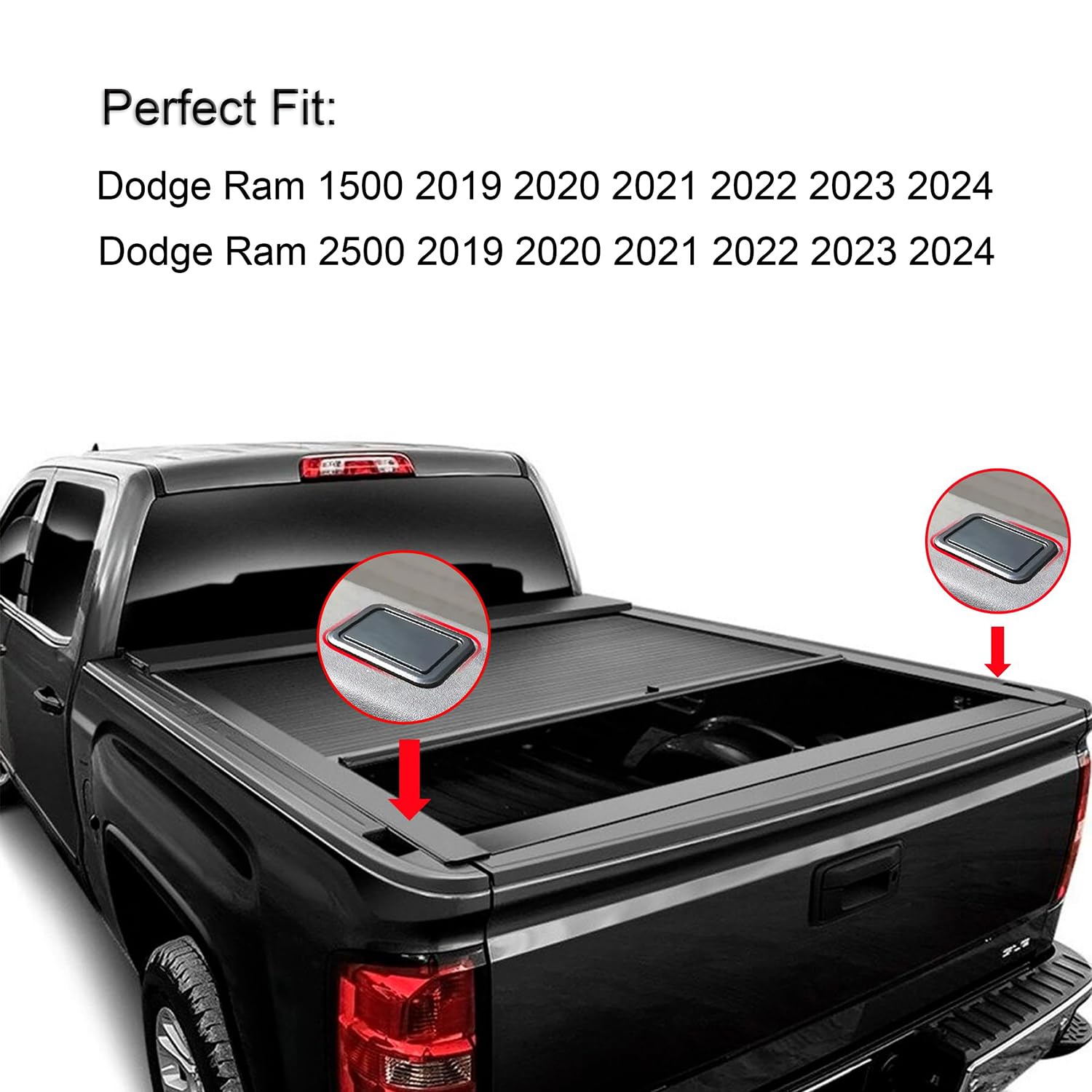 Ram 1500 Stake Pocket Covers Compatible With Dodge Ram 1500 2019-2023 Rear Truck Bed Rail Stake Pocket Cover (Black 2 Pcs