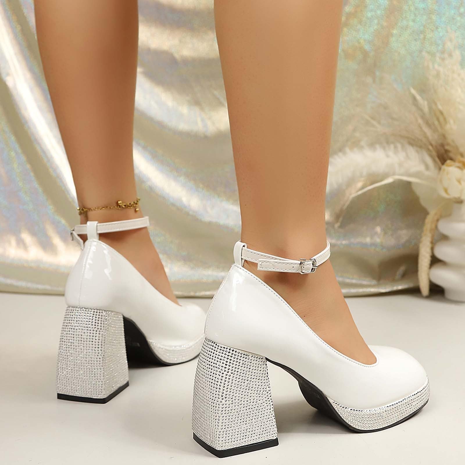 Trachtenschuhe Damen Pumps Elegant Dirndl Riemchenpumps Hohe Schuhe Bequem Oktoberfest Absatzschuhe Damenschuhe Trachten Stöckelschuhe Hackenschuhe Spangenpumps
