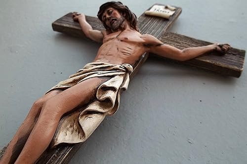 Miniatura 4 de RAINBOW Jesucristo en cruz de poliresina colgante de pared