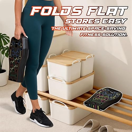 Miniatura 6 de LALAHIGH Push Up Board,36 in 1 Home Gym Equipment with Ab Roller Wheel & Resistance Bands, Portable Foldable Workout Board for Full Body Strength