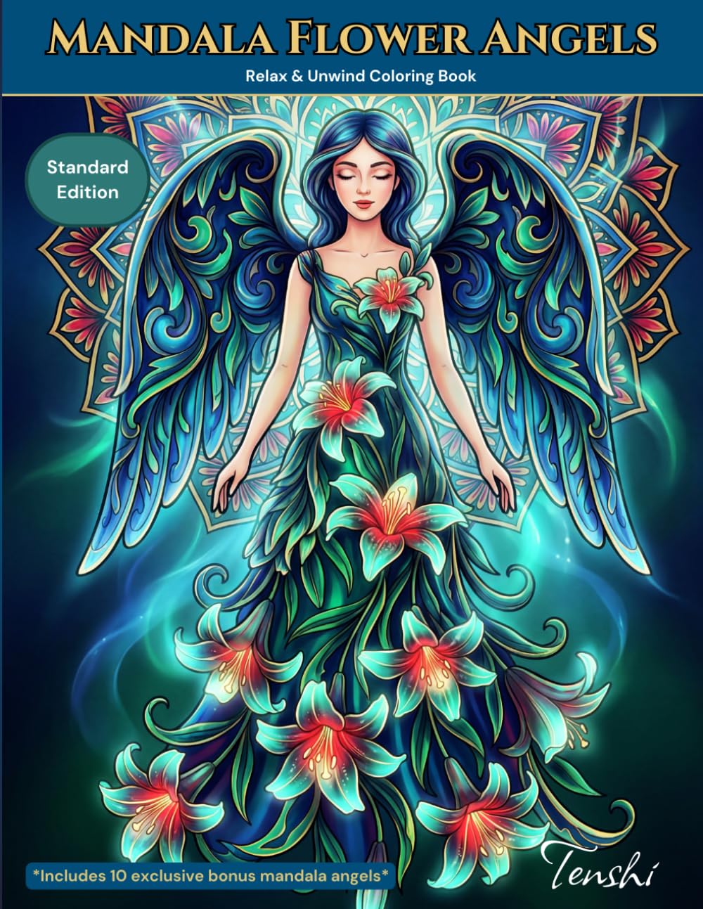 Mandala Flower Angels: A calming creative escape with mandalas, angels and soft floral details for relaxation and focus