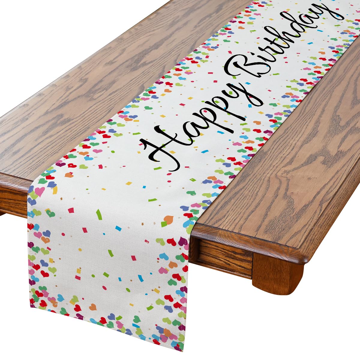 Happy Birthday Table Runner 72 Inches, Celebrate Birthday Party Table Decor Colourful Birthday Runner for Table