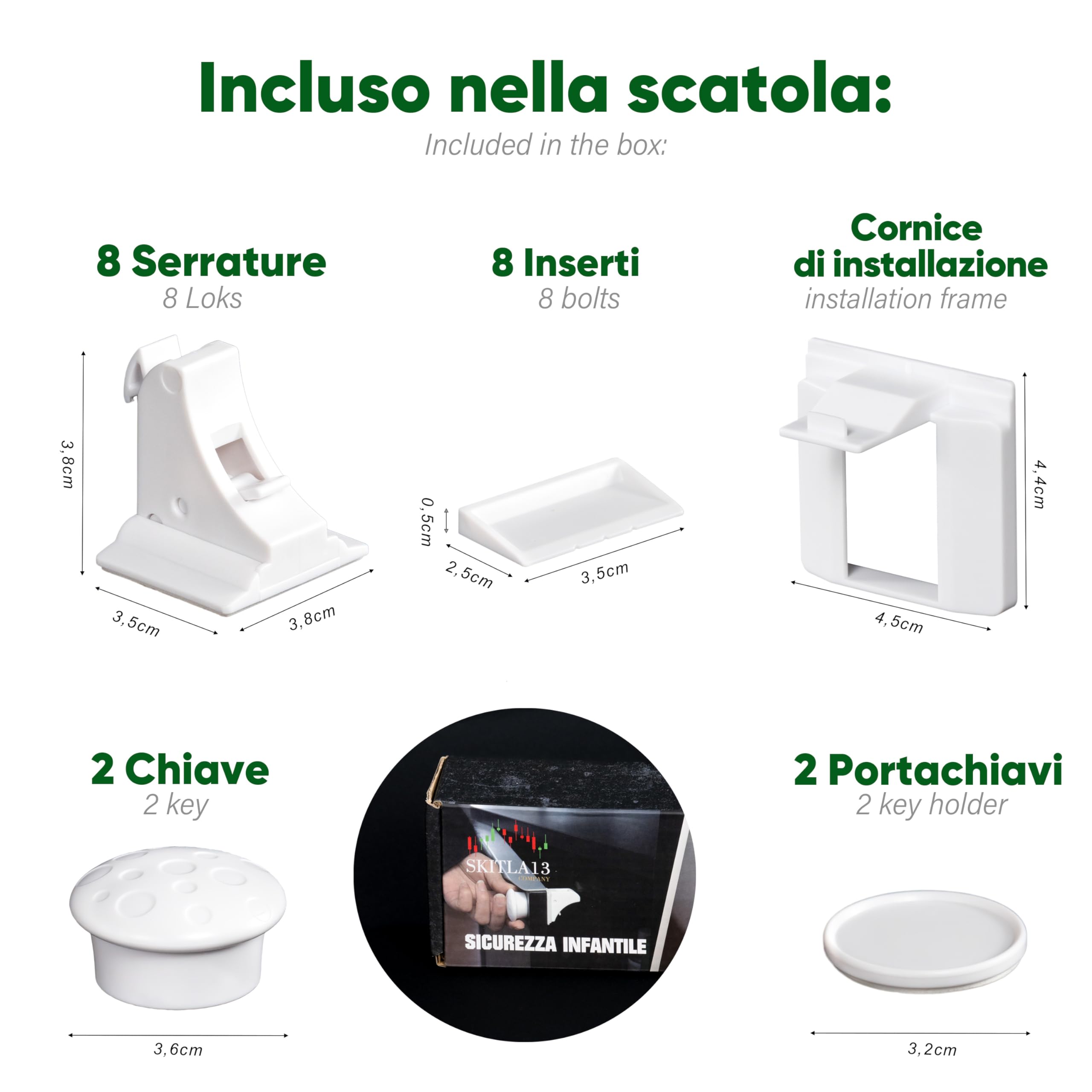 Blocca cassetti per bambini 8 Serrature + 2 Chiavi magnetiche, Chiusura cassetti per bambini, Magnetico Senza Viti Installazione Rapida con Biadesivo Invisibile