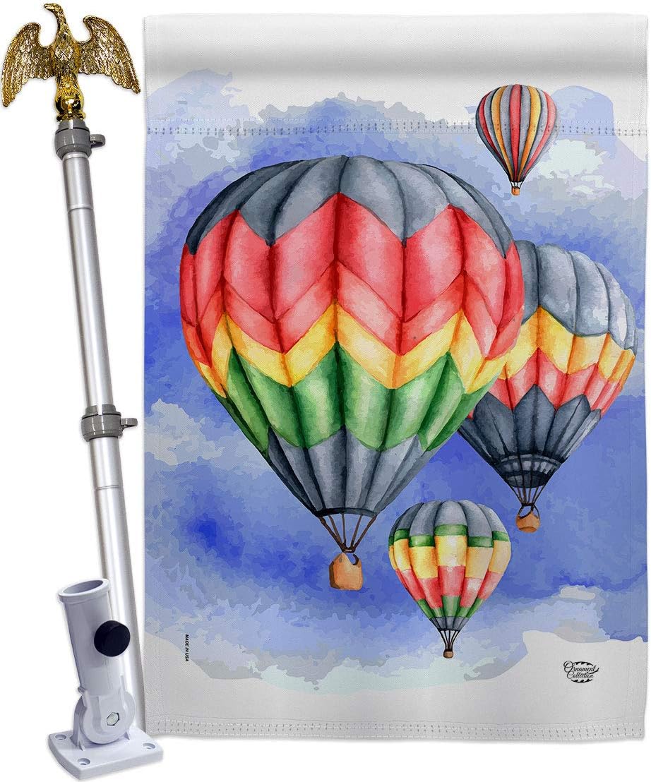 Summer Hot Air Balloon House Flag Summertime Beach Pool Luau Tropical Party Season Outdoor Sunny Small Decorative Gift Yard Banner Double-Sided Made In USA 28 X 40