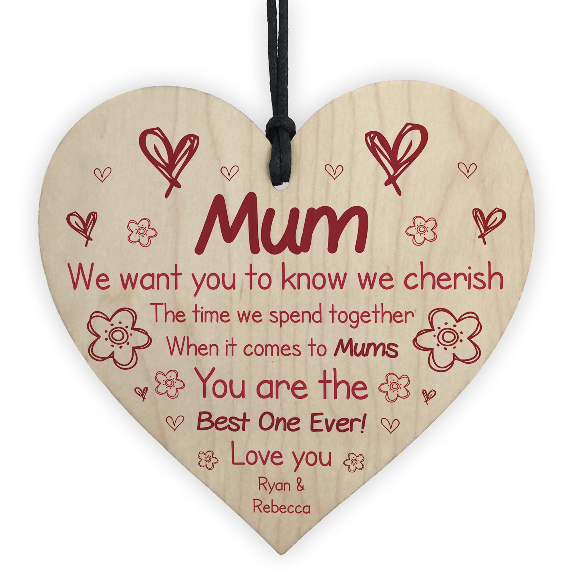 Personalised Novelty Gift For Mum Birthday Mothers Day Wood Heart Thank You Gift From Daughter Son