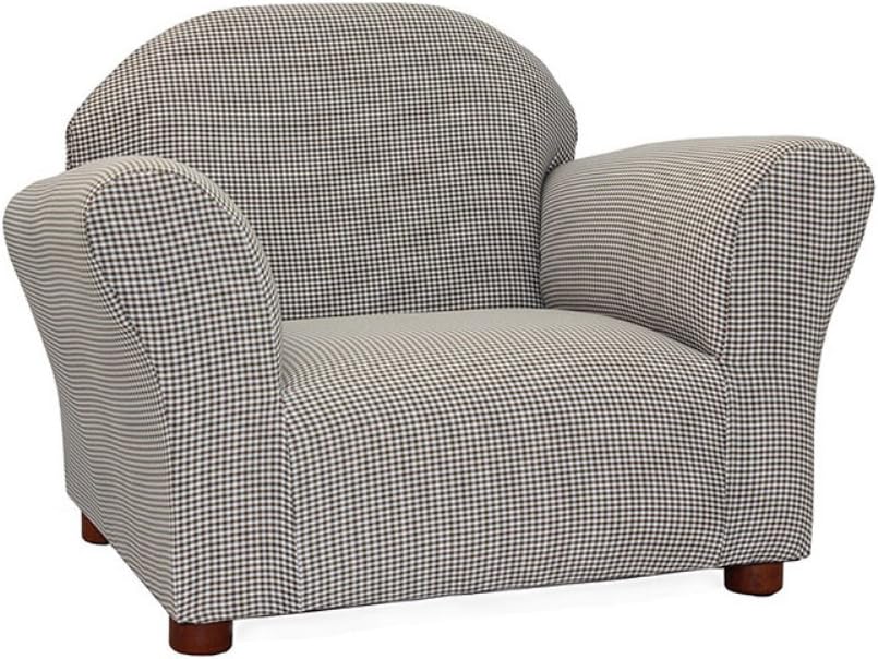 Roundy Gingham Chair for Kids Upholstered Toddler Armchair for Ages 2–5, Sturdy Wooden Frame, Soft Durable Cotton Fabric, Lightweight, Fully Assembled, Ideal for Playrooms, Nurseries & Bedrooms.