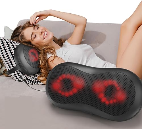 Almohada de masaje ajustable de cuello y hombro con correa mágica, motor de cobre de alta potencia, control de mano y masajeador de espalda