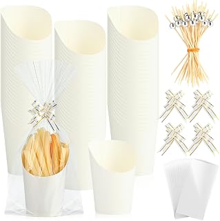 Bokon 100 Set 14 oz Charcuterie Cup with Stick and Bag,White,Classic
