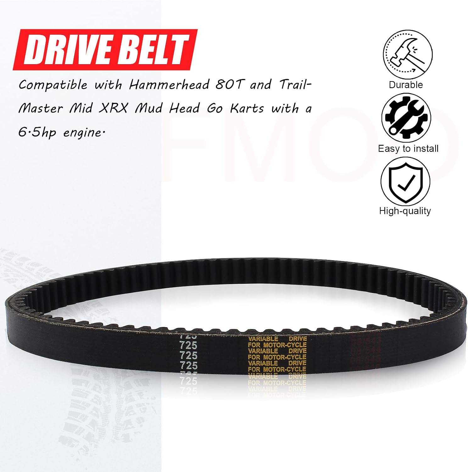 Drive Belt Hammerhead 80T TrailMaster Mid XRX Mud Head Go Kart 6.5HP Engine 9.110.018-9.100.018-725