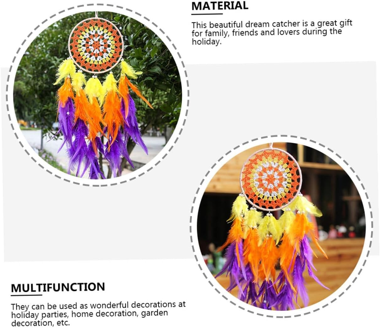 Bohemian Dream Ornament with Light, Rainbow Plume Wall Hanging Decoration, DIY Bedroom Decor for Teen, Room Pendant with Led, Girl’s image 4
