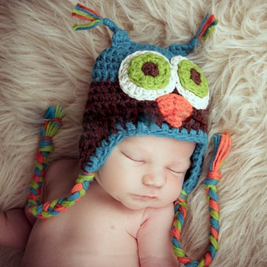 Newborn Baby Knit Cotton Hat Handmade Beanie Owl Cap