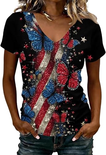 Fourth of July Shirts Women 250 Anniversary USA Shirt Women 4th of July Red Whit