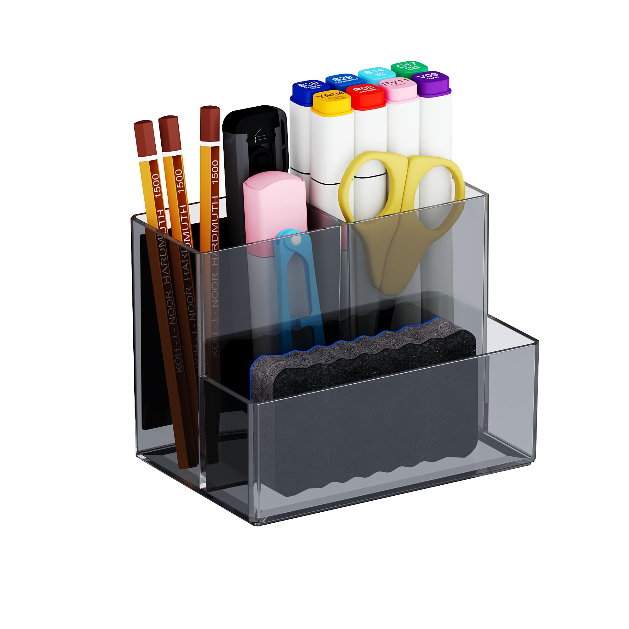 Porte-stylo magnétique en acrylique gris pour tableau effaçable