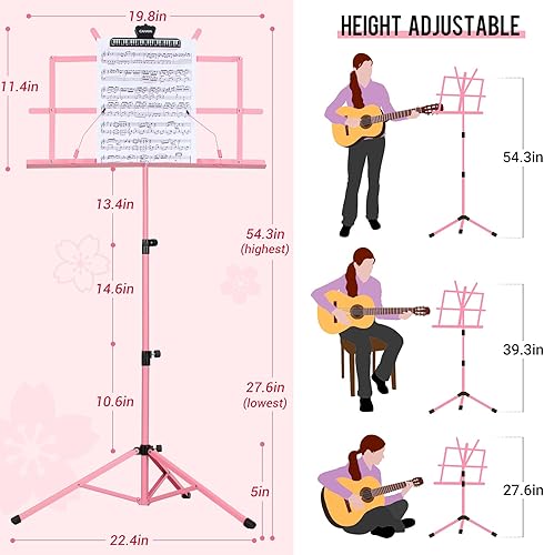 Miniatura 30 de CAHAYA Soporte portátil para partituras: soporte de escritorio de doble uso, plegable, ligero, extra estable, reforzado con bolsa de transporte