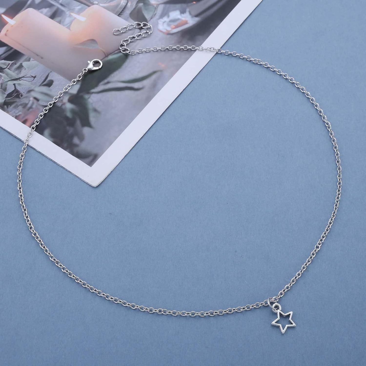 Boho Star Choker Vintage Star Pendant Necklace Silver Celestial Necklace Minimalist Celestial Collar Chain Jewelry for Women - Image 5