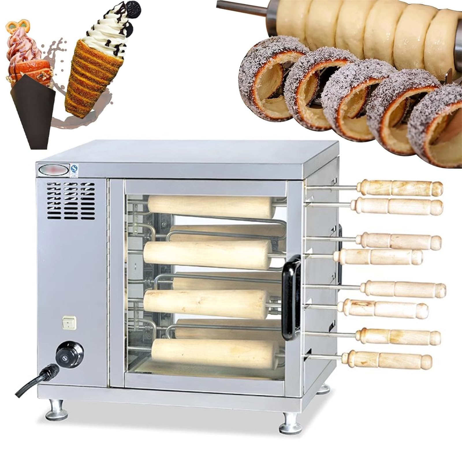 COYEUX Forno per Torta con Camino da 3300 W, Macchina elettrica per rulli per Dolci Pop, con rulli da 8 Pezzi, per Snack Bar da Cucina Domestica del Ristorante