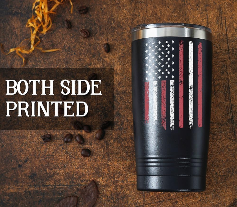 Onebttl Personalized Gifts for Men, Initial Birthday Gifts for Dad, Grandpa, Uncle, Brother, Friends, American Flag Tumbler - 20oz Insulated Stainless Steel Tumbler - J - Image 6