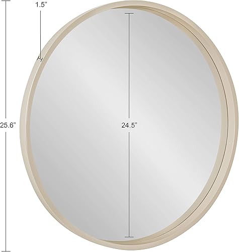 Miniatura 6 de Kate and Laurel Travis Espejo de pared redondo de mediados de siglo, 25.6 pulgadas de diámetro, arena marrón claro, espejo de acento moderno para
