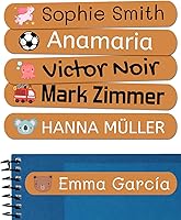 Vista 11 de 50 calcomanías con nombre personalizadas para niños. Etiquetas adhesivas para escuela, jardín de infantes, libros, juguetes y Tupperware. Etiquetas
